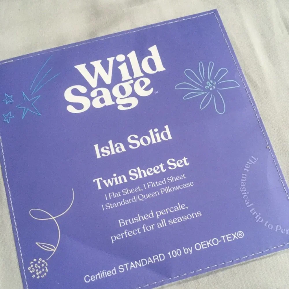 new Wild Sage Soft Cotton Percale 300 TC TWIN Sheet Set in LUNAR ROCK color